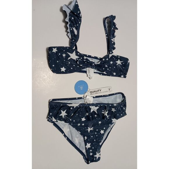 CUPSHE, Navy Bikini with Stars, Girl Size 10 - Picture 1 of 6